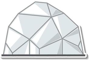 Sticker template with an igloo house  in cartoon style isolated vector