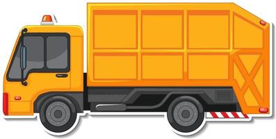 Sticker design with side view of dump truck isolated vector