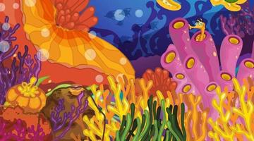 Underwater scene with various tropical coral reef vector