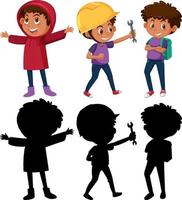 Set of a boy doing different activities vector