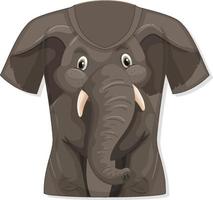 parte delantera de la camiseta con estampado de elefante vector