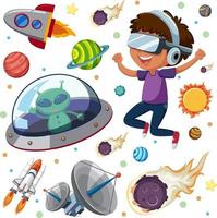 Children learning solar system vector