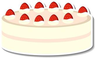 Tarta de vainilla con pegatina de fresa aislado sobre fondo blanco. vector