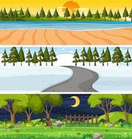 Set of different nature horizontal scenes vector