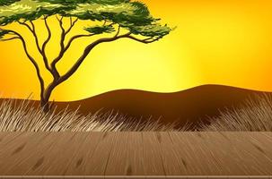 Empty savannah forest landscape scene with blur background vector