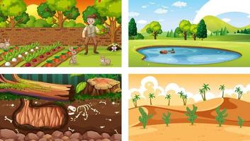 Four different nature horizontal scene vector