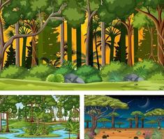 Set of different forest horizontal scenes vector
