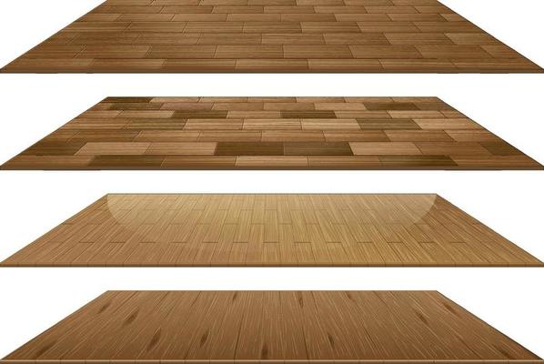 Set of different brown wooden floor tiles isolated on white background