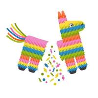 burro piñata roto para fiesta de cumpleaños vector