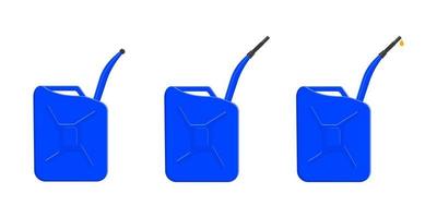 Set of petrol containers with closing cap and pouring fuel drop vector