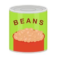 Tin can with canned baked beans vector