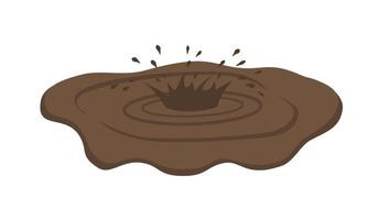 Puddle of mud with splash. Dirty brown stain vector