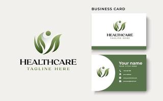 Healthcare People Leaf Logo Template Isolated in White Background vector
