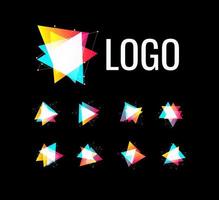 Triangle Shape Set, Polygonal Geometric Logo template Collection. vector