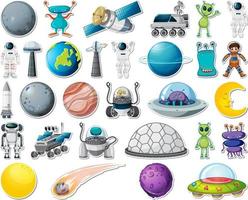 Set of stickers with Solar system objects isolated vector