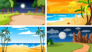 Four different scene of nature park and forest vector