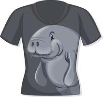 Front of t-shirt with manatee pattern vector