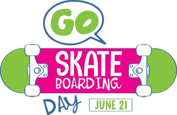 Go Skateboarding Day font on skateboard banner isolated