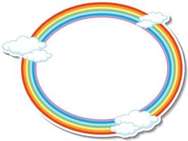 Rainbow round frame template with many clouds vector