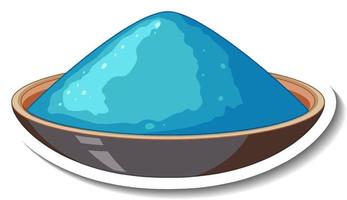 Blue powder colour in a bowl on white background vector