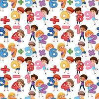 Children holding math number seamless background vector