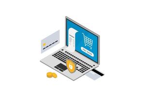 Secure online payment for e-commerce. Money transfer via internet vector