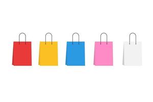 Conjunto de bolsas de compras vacías de colores. vector ilustración aislada