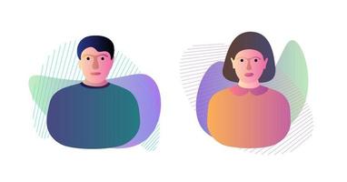 Male female on dynamic modern liquid element fluid vector illustration