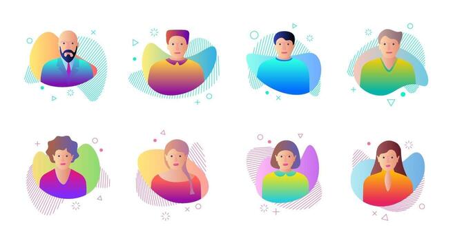 avatar de hombre mujer en degradado gráfico de elemento líquido moderno dinámico vector