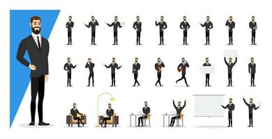 Successful businessman in suit showing gestures and emotions vector