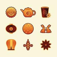 Chinese Middle Autumn Festival Icon set vector