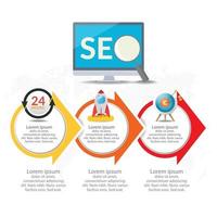 SEO infografía de marketing en Internet con paso e iconos vector