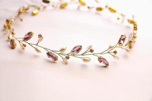 Diadem made from natural stones tender wedding handmade photo