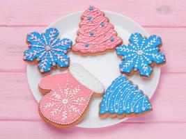 Christmas frosted gingerbread cookies photo