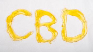 Golden CBD lettering, oil extract with cannabis wax photo