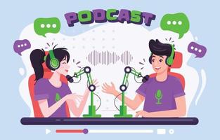 Podcast Day Flat Cartoon vector