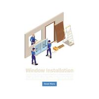 Windows Installation Isometric Composition Vector Illustration