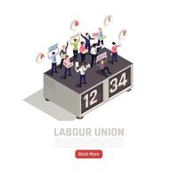 Labor Union Strike Isometric Composition Vector Illustration