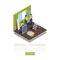 Ilustración de vector de composición isométrica de instalación de Windows