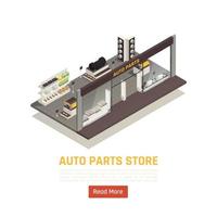 tienda de repuestos para automóviles ilustración vectorial isométrica vector