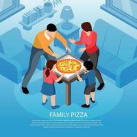 Family Pizza Isometric Background Vector Illustration