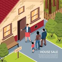 House Sale Isometric Background Vector Illustration