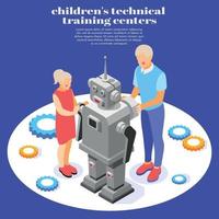 Children Technical Training Background Vector Illustration