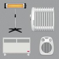 Realistic Home Heaters Set Vector Illustration