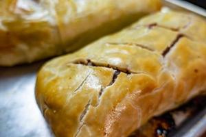 pastry decorating beef Wellington prepared for holidays photo