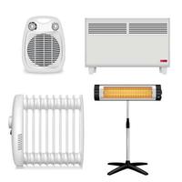 Heater Models Realistic Set Vector Illustration