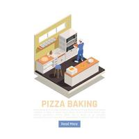 Pizza Baking Isometric Composition Vector Illustration