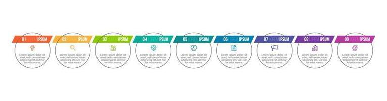 Vector Infographic Design with Icons and 9 Options or Steps