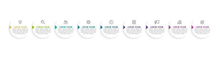 Vector Infographic Design with Icons and 9 Options or Steps