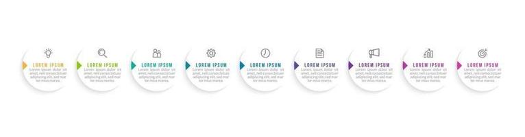 Vector Infographic Design with Icons and 9 Options or Steps